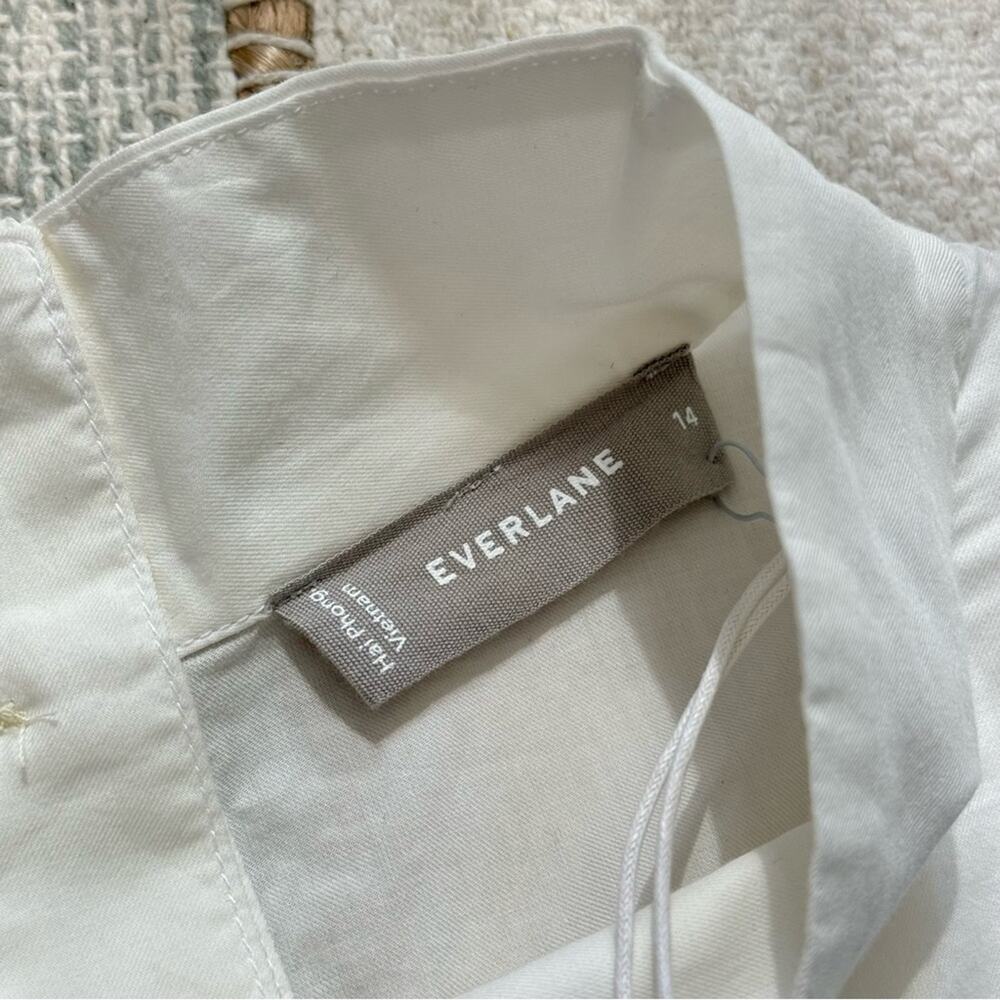Everlane The Wing-Shoulder White Mockneck Long Puff Sleeve Pullover Top Size 14 - Picture 10 of 14